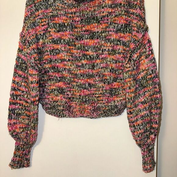 Wild Fable Small Chunky Colorful Turtleneck Long Balloon Sleeve Sweater EUC - Picture 3 of 10